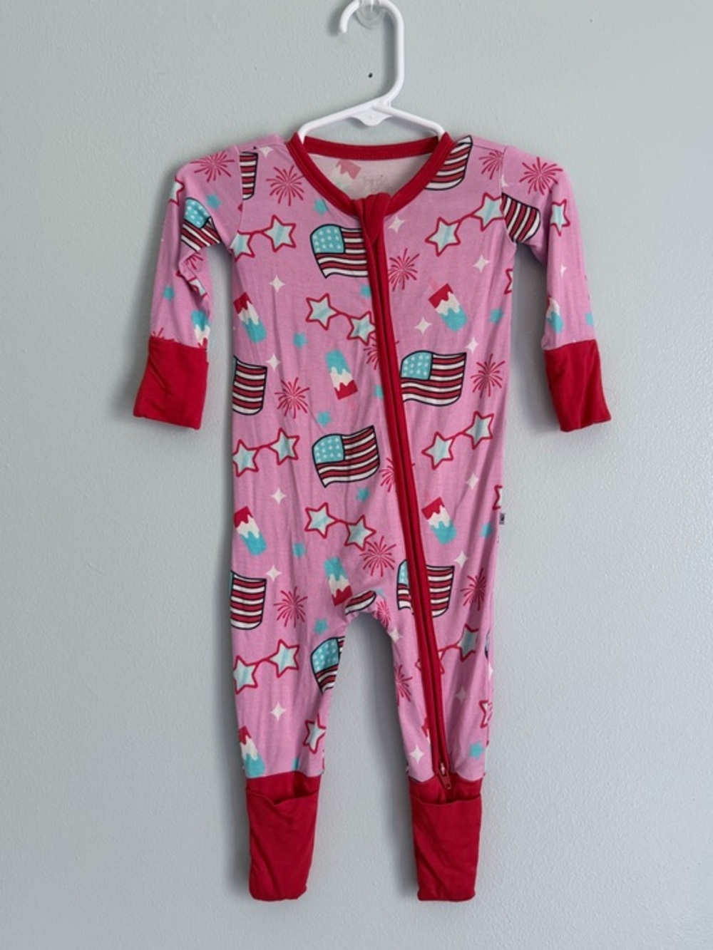 Birdie Bean Baby Sleeper Pajamas Convertible Patriotic Pink 0-3 Months Bamboo
